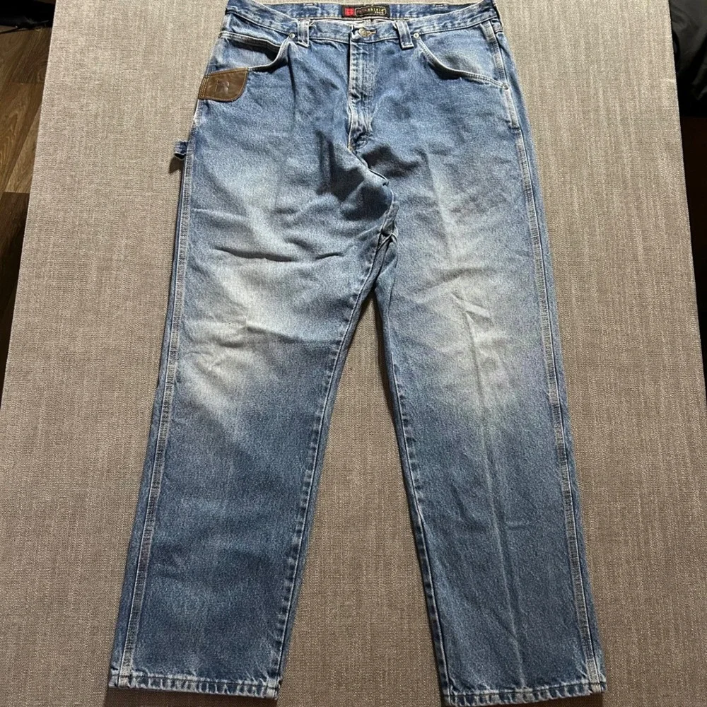 Riggs Workwear Wrangler Carpenter Jeans Mens 36x30 Blue Relaxed Fit Hammer Loop